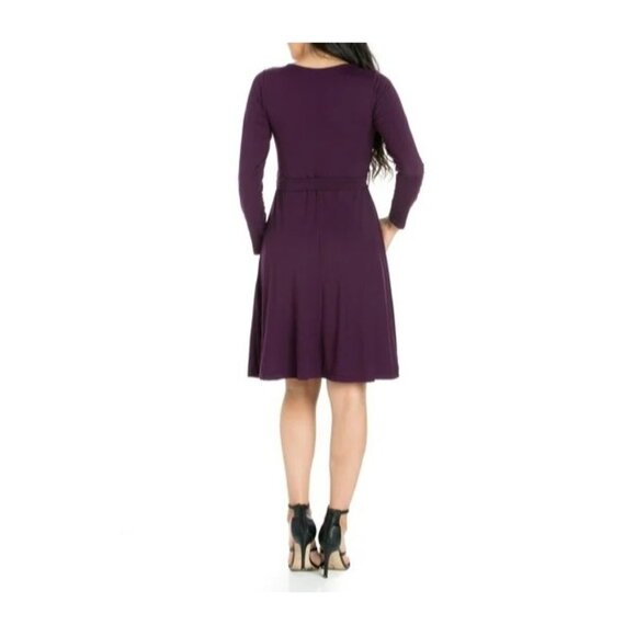 24seven Dark Purple Comfort Apparel Soft Long Sleeve Dress Size 2X 18 20 Plus Sz - Picture 3 of 8